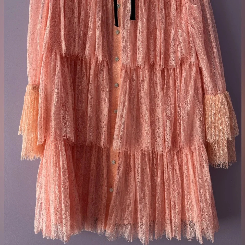 Alice + Olivia Joanie Tiered Ruffle Button-Down Dress - Picture 3 of 16